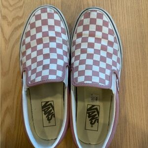 Vans Foxglove Color Checkered Slip-On Sneakers - Light Pink and White